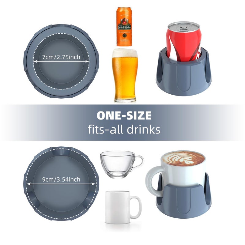 CUBE TECH Anti-Spill Cup Holder, Drink Coaster with Anti-Slip Mat Fits Drink for Home Office Outdoors (Grey) - Image 3